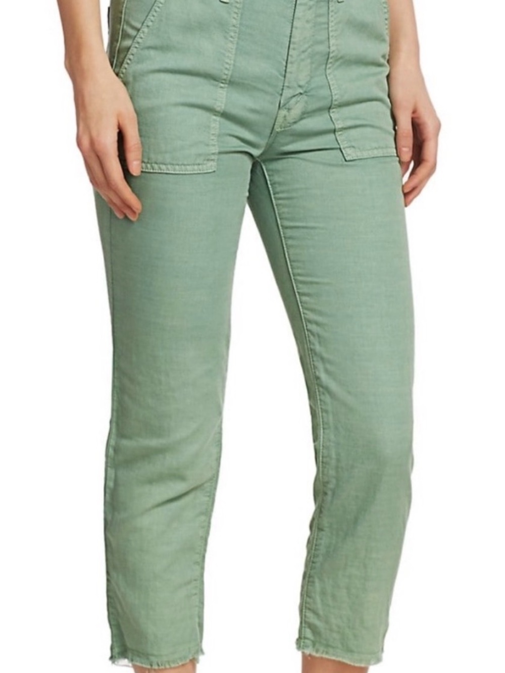 MOTHER Mint Green Cropped Utility Jeans size 28